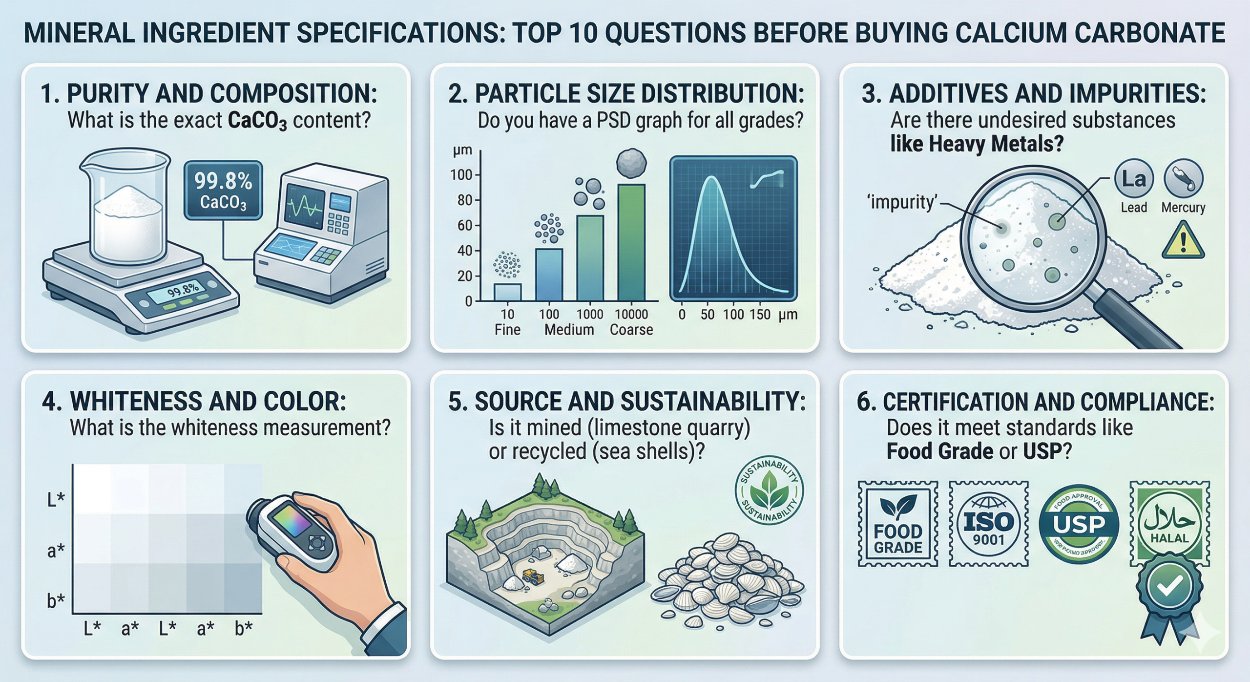 Mineral Ingredient Specifications: Top 10 Questions to Ask Before Buying Calcium Carbonate